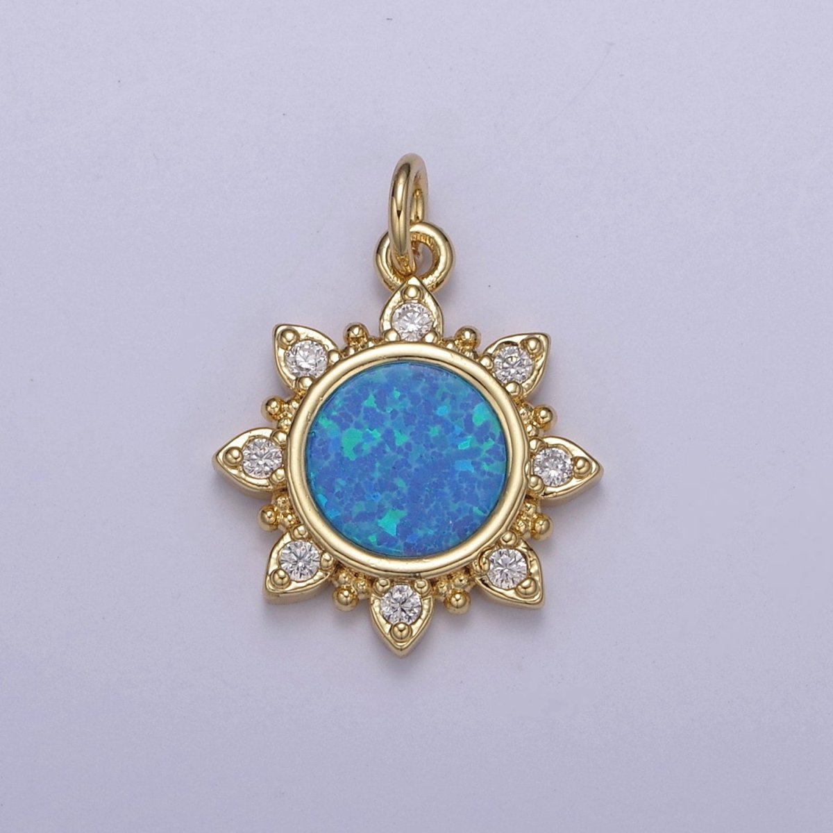 Dainty Opal Sun Charm Clear Pink Blue Opal Celestial Jewelry Inspired N-668 - N-670 - DLUXCA