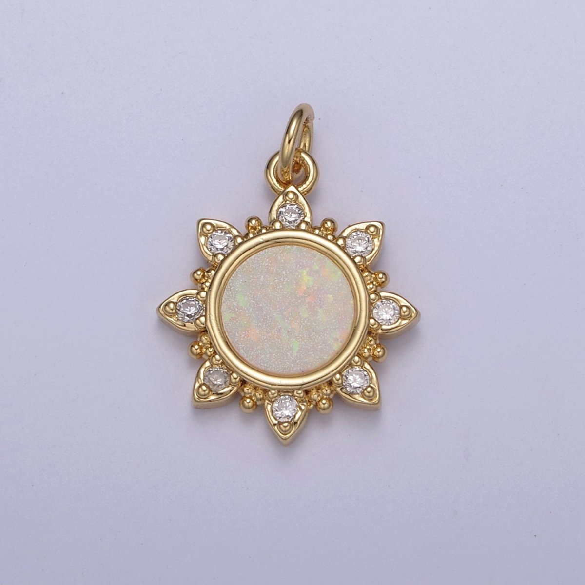 Dainty Opal Sun Charm Clear Pink Blue Opal Celestial Jewelry Inspired N-668 - N-670 - DLUXCA