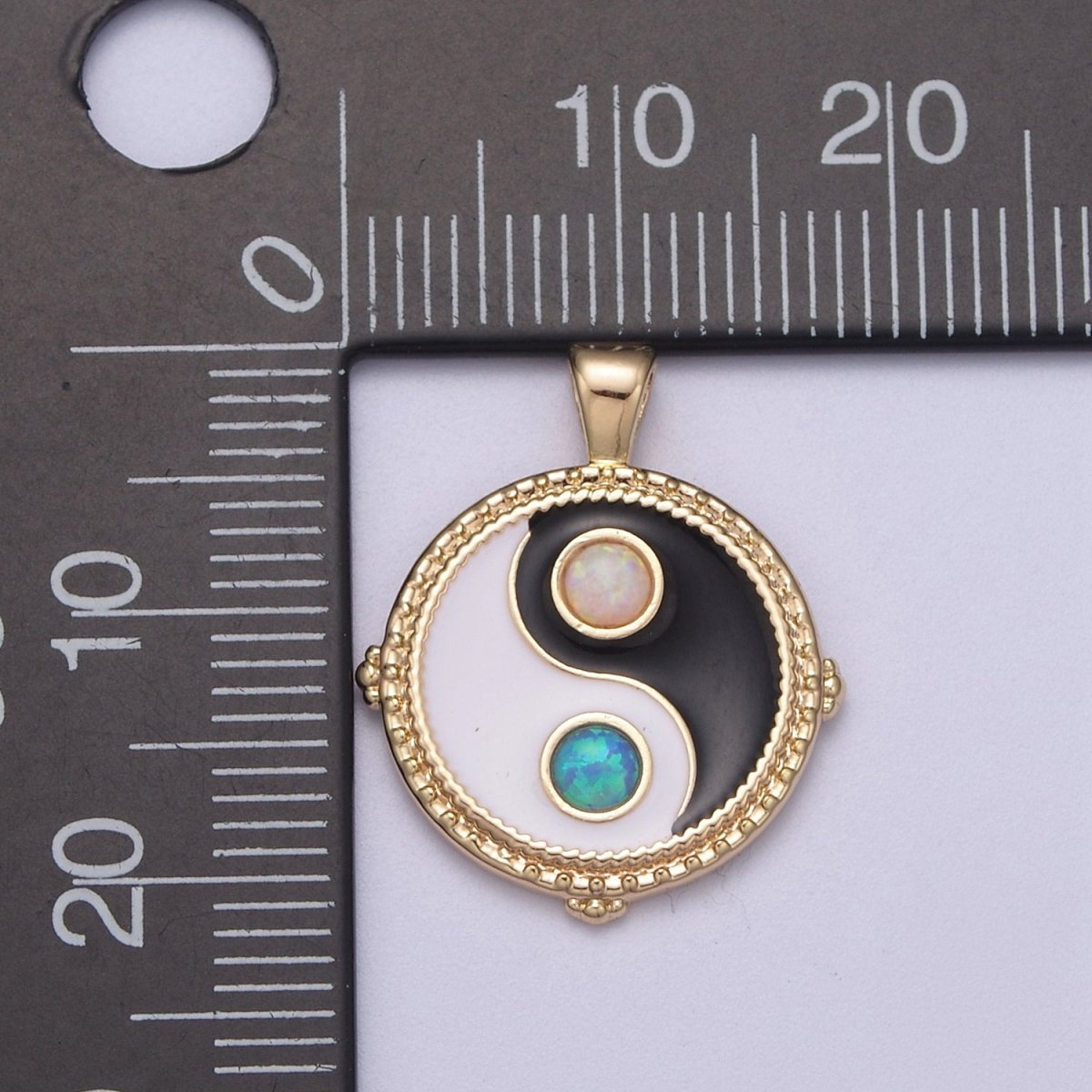 Dainty Opal Yin Yang Pendant 14k Gold Filled YinYang Charm Yoga Relationship Couple Y2K Jewelry H-342 - DLUXCA