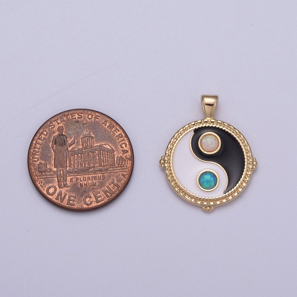 Dainty Opal Yin Yang Pendant 14k Gold Filled YinYang Charm Yoga Relationship Couple Y2K Jewelry H-342 - DLUXCA