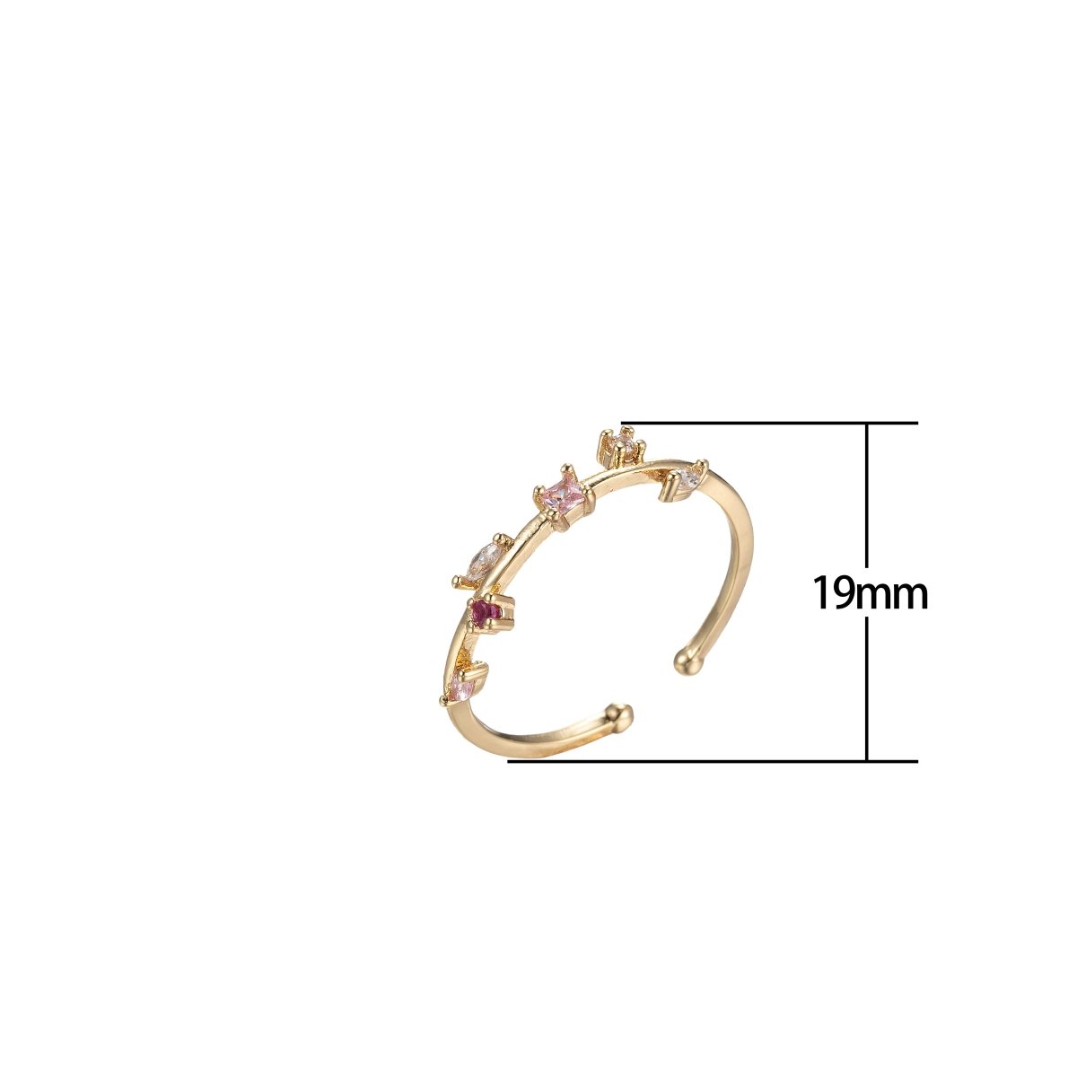 Dainty Open Adjustable Ring Cz Micro Pave Gold Band Minimalist Jewelry O-998 - DLUXCA