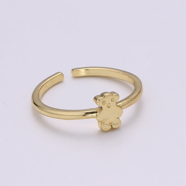 Teddy Bear Ring, 24K Gold Plated, Brass, Adjustable, Fashion Jewelry, Gift  for Her, for Women, Minimalist Ring, Best Friend Gift, Style Ring - Etsy