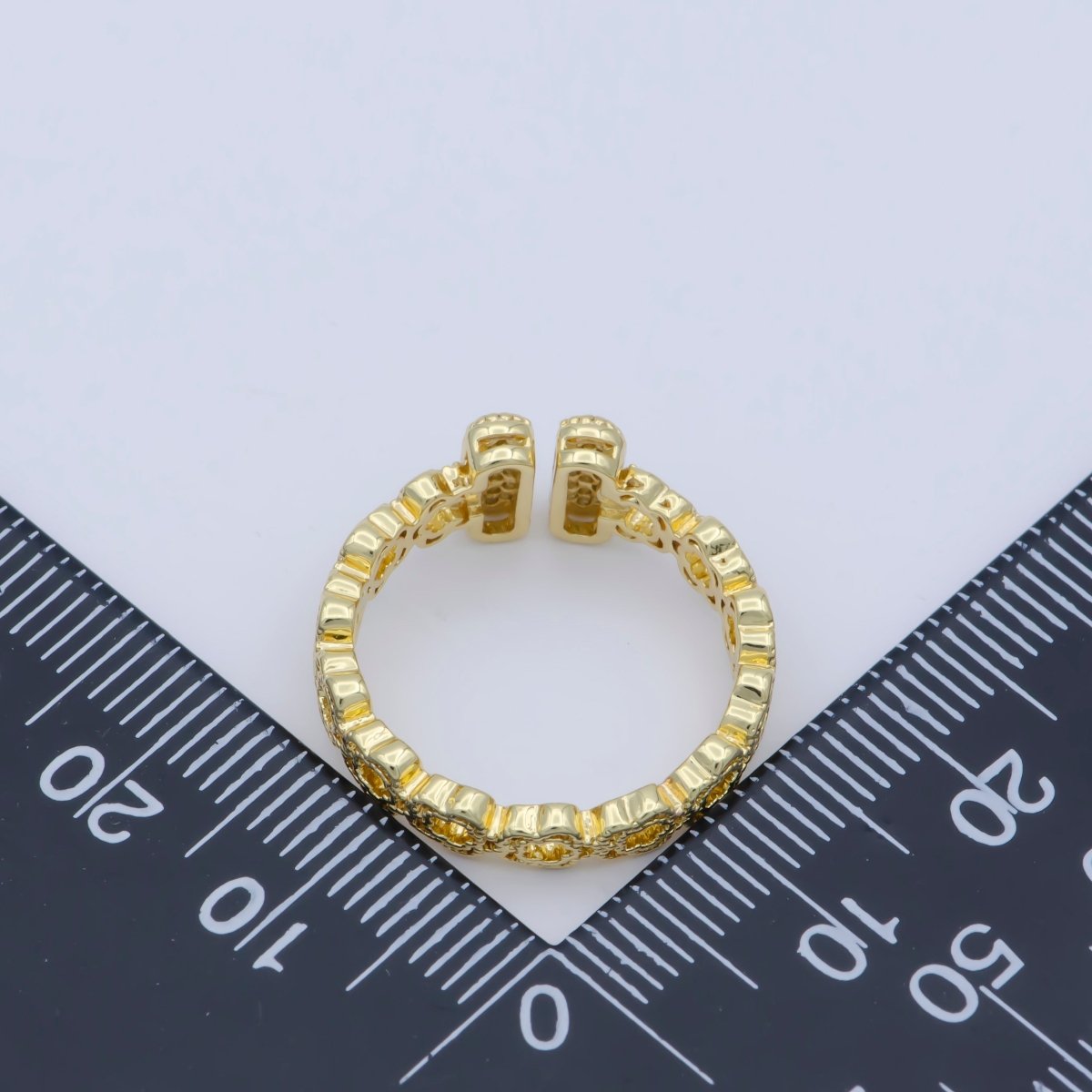 Dainty open ring, gold bar ring, open bar ring, T ring Cz minimalist jewelry Open Adjustable Ring O-486 - DLUXCA