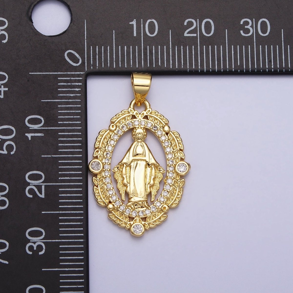 Dainty Oval Miraculous Lady Gold Filled Medallion Pendant for Religious Jewelry AA212 - DLUXCA