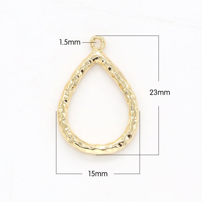 Dainty Oval Teardrop Hollow Charm Mini Geometric Charm Pendant GP-152 - DLUXCA