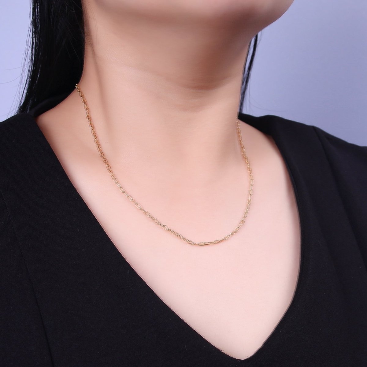 Dainty Paper Clip Chain Necklace ∙ 14K Gold Filled Necklace Cable Link Chain 18 inch + 2.5 inch extender Ready to Wear WA2436 WA2437 WA2438 - DLUXCA