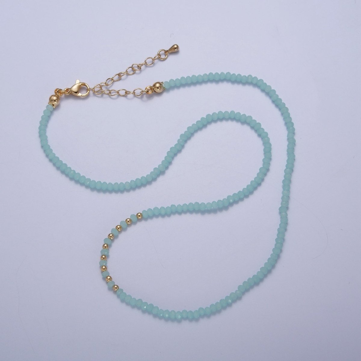 Dainty Pastel Color Glass Beaded Necklace Faceted Rondell Beads Necklace | WA-1034 to WA-1038 Clearance Pricing - DLUXCA