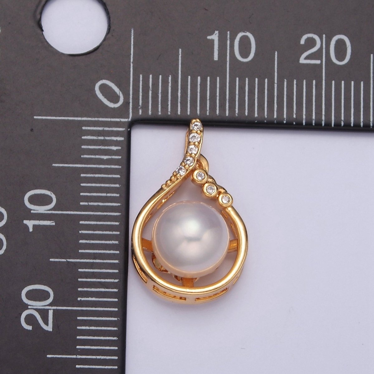 Dainty Pave Charm Genuine Shell Pearl Pendant Minimalist Bridal Wedding Jewelry J-692 - DLUXCA