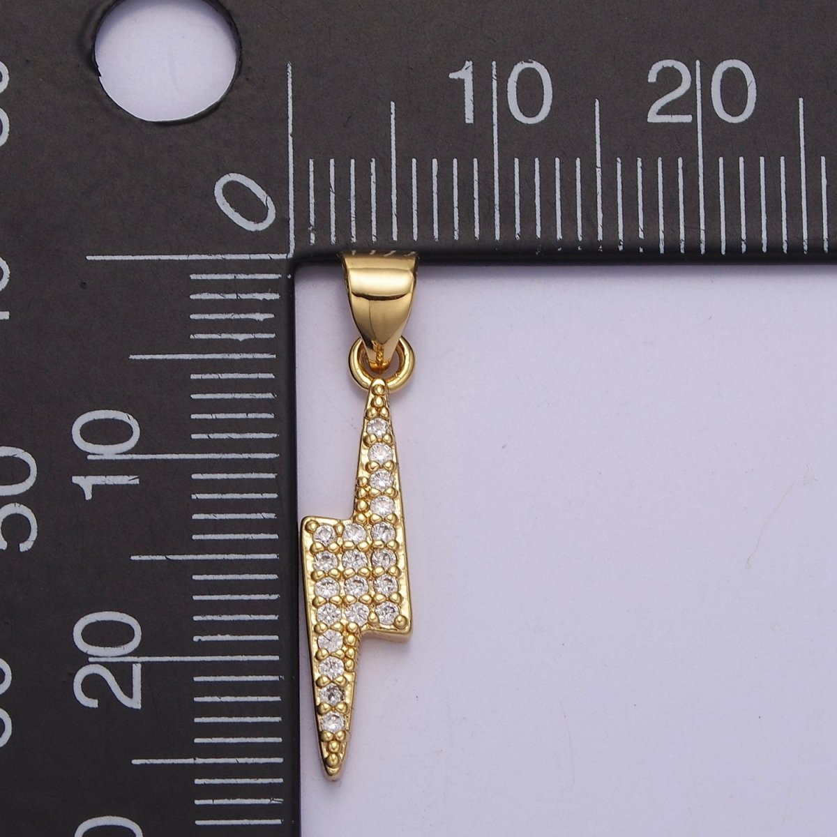 Dainty Pave Lightning Bolt Pendant Charm, Micro Pave Cubic Zirconia CZ Thunder Charm For Jewelry Necklace Making J-345 - DLUXCA