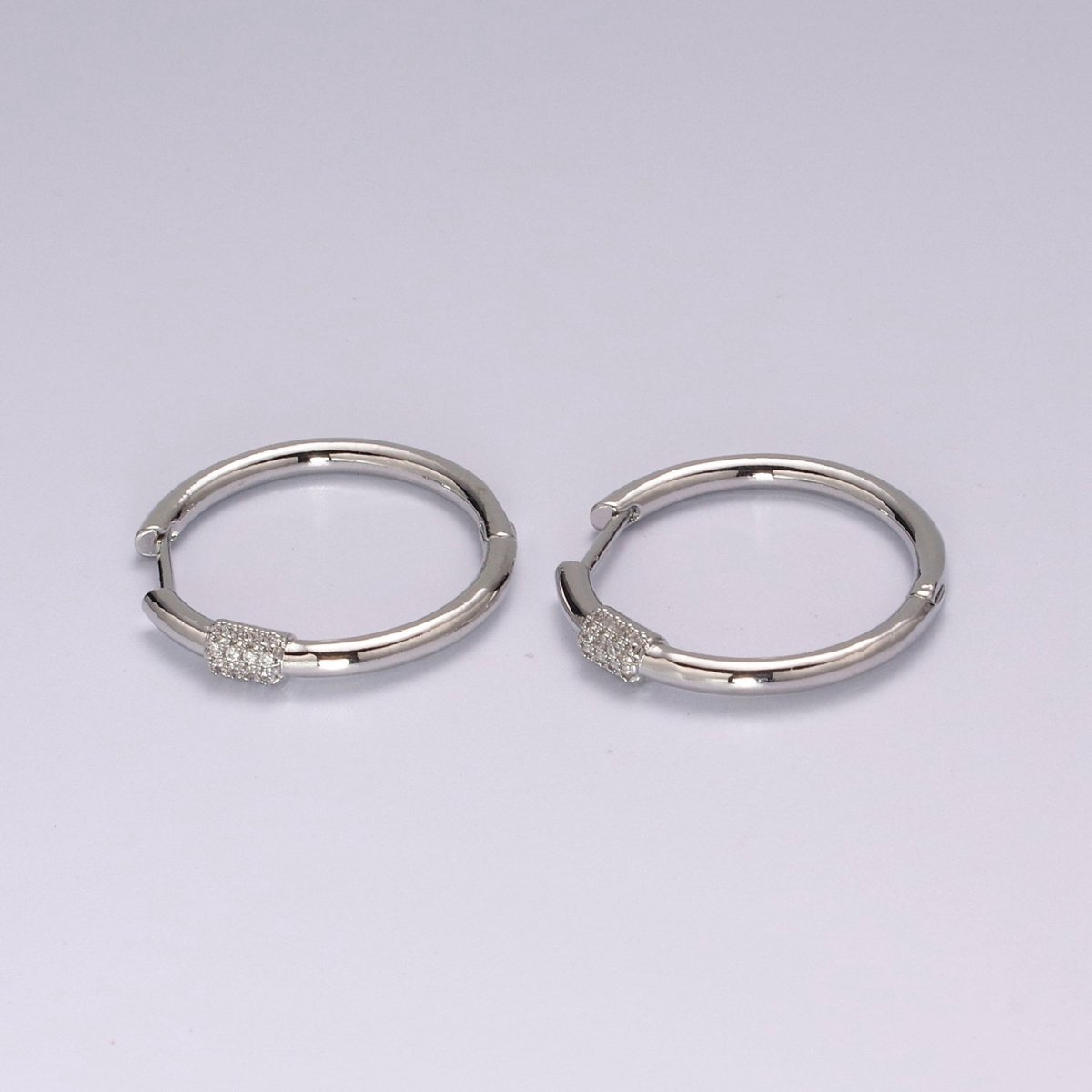Dainty pave zirconia hoops, 25mm cz hoop earrings, Dainty earrings, Minimalist earrings, Thin hoops, Gold pave hoops T-231 T-232 - DLUXCA