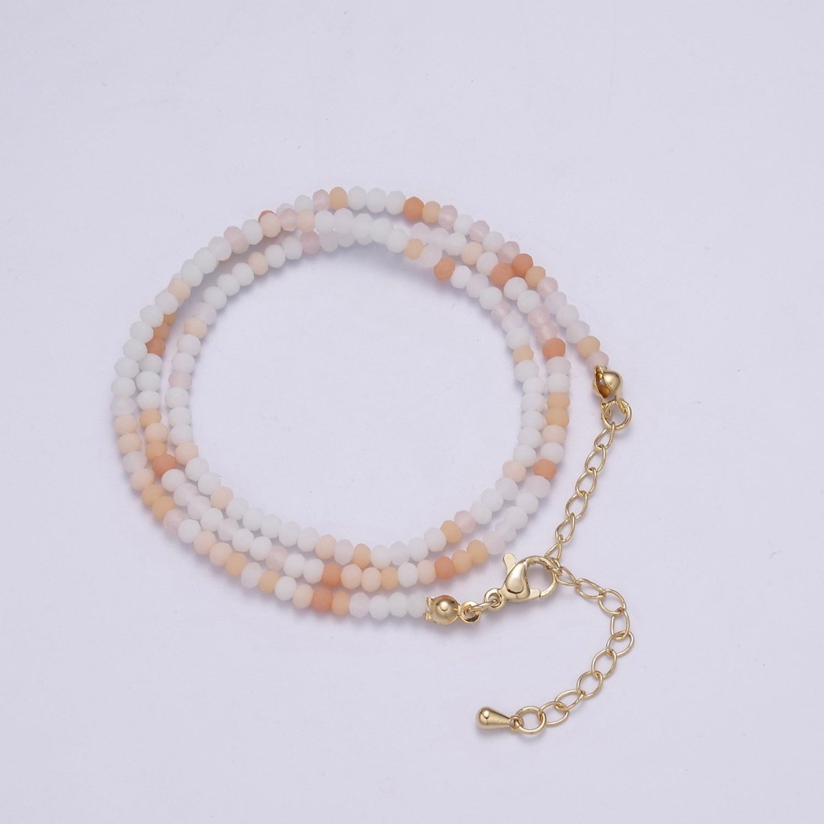 Dainty Peach Beads Necklace 3mm Micro Faceted Round Beads Necklace, Tiny Bead Necklace, Women's Necklace | WA-453 Clearance Pricing - DLUXCA