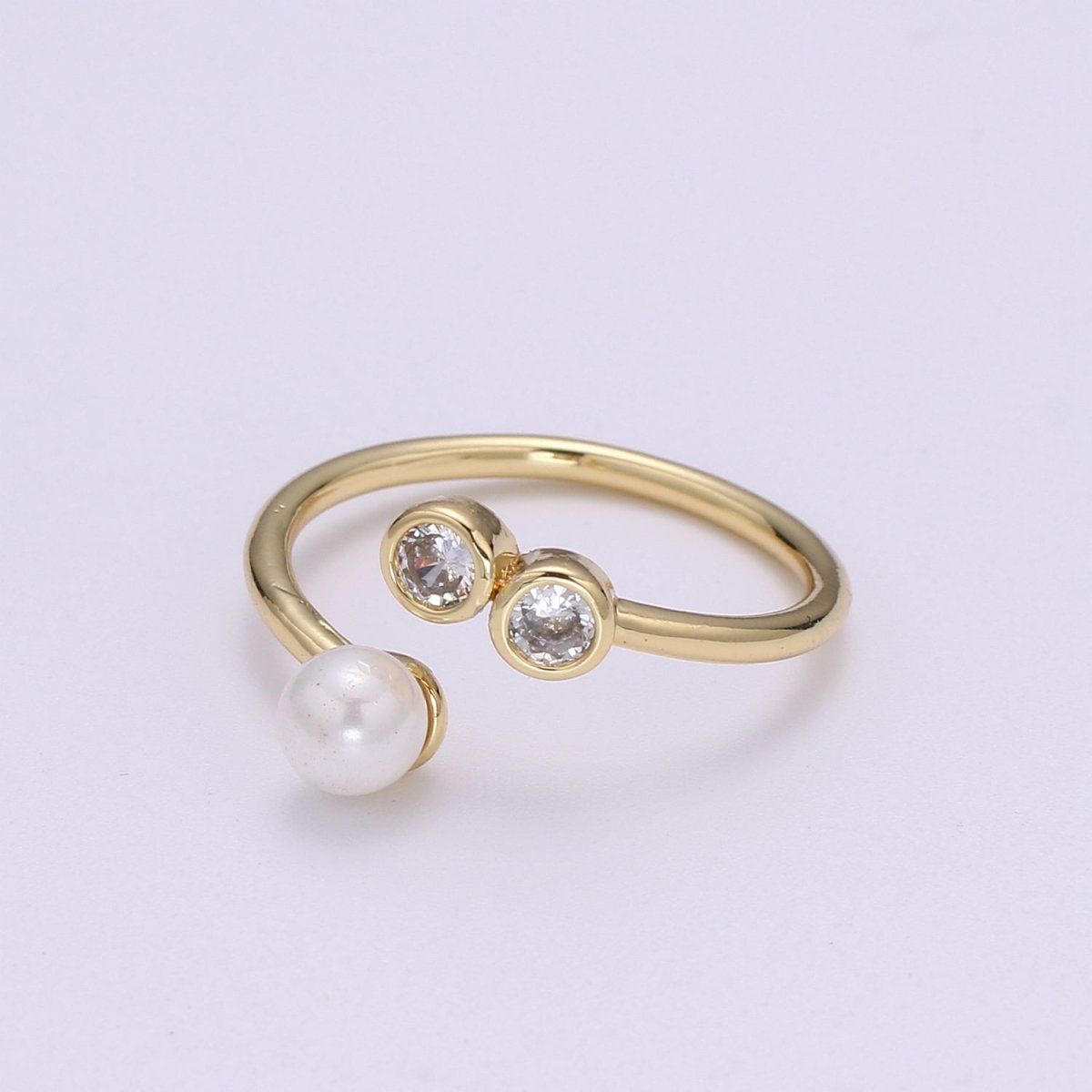 Dainty Pearl Ringgold Pearl Ring, Minimalist Ring, Pearl Bead Ring, Stackable Rings Gold, Shell Pearl Ring, Pearl Rings For Women O-278 - DLUXCA