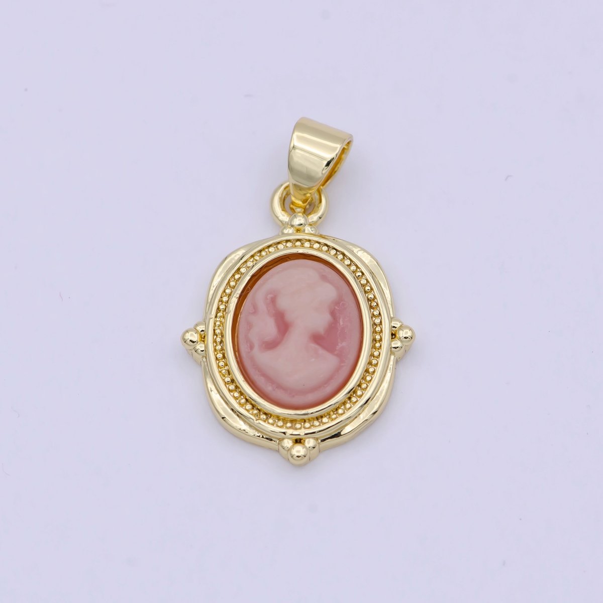 Dainty Pink Agate cameo pendant woman Italian cameo jewelry Charm Vintage Jewelry N-619 - DLUXCA