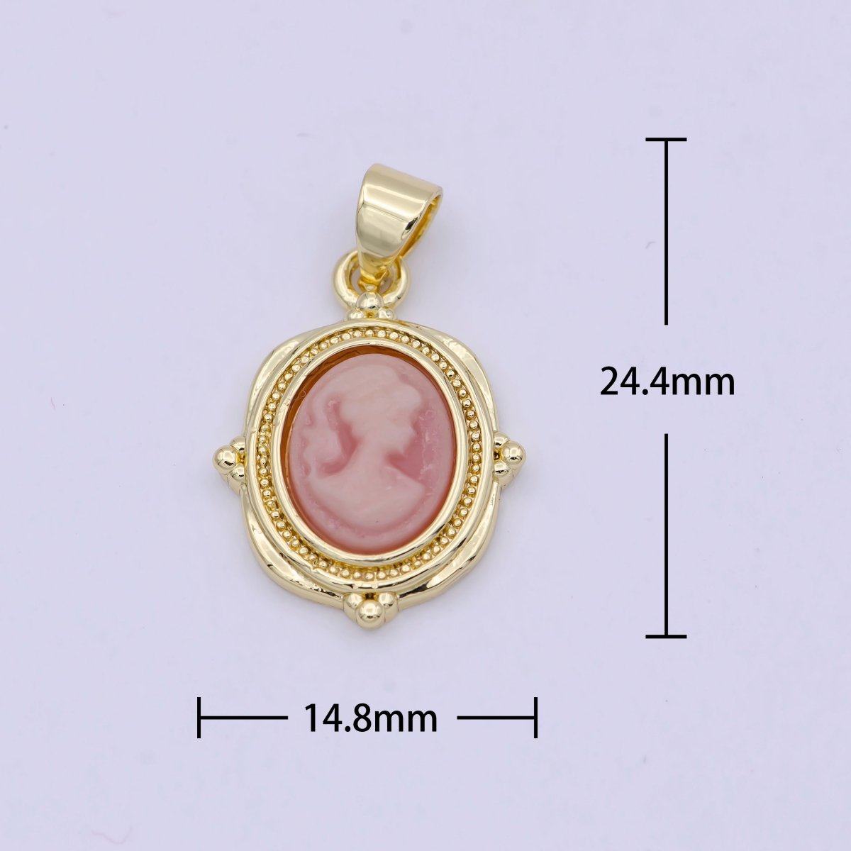 Dainty Pink Agate cameo pendant woman Italian cameo jewelry Charm Vintage Jewelry N-619 - DLUXCA