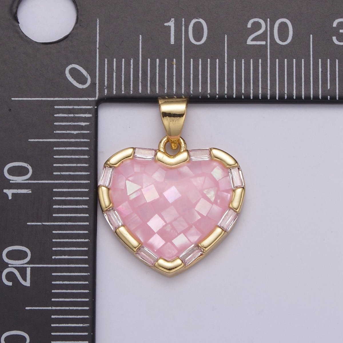 Dainty Pink Charm Pendant - Gold Filled Pendant - Heart Geometric Pendant H-055 - DLUXCA