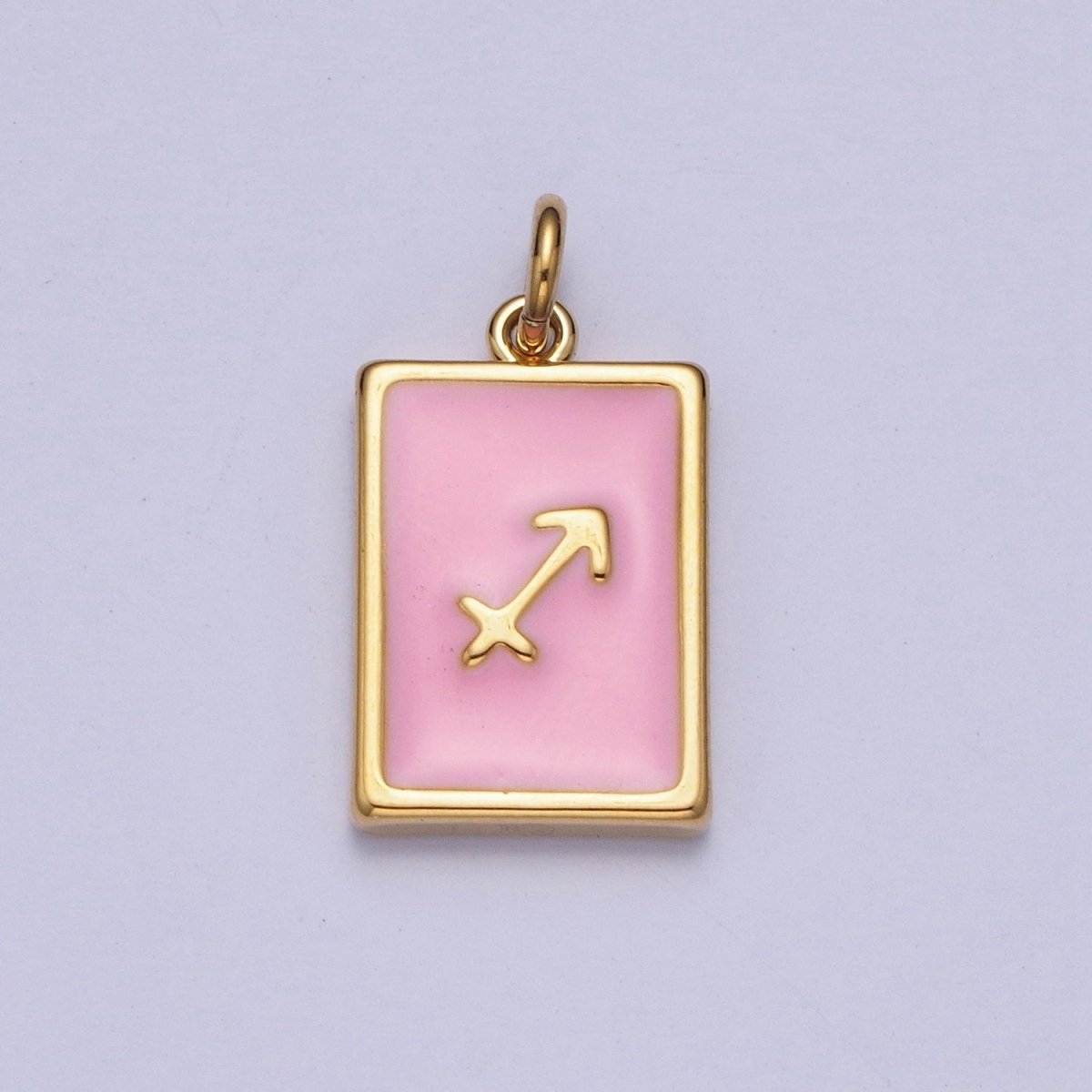 Dainty Pink Enamel Zodiac Charm Mini Tag Astrology Pendant for Bracelet Earring Necklace Y2K Jewelry X-301 - X-312 - DLUXCA