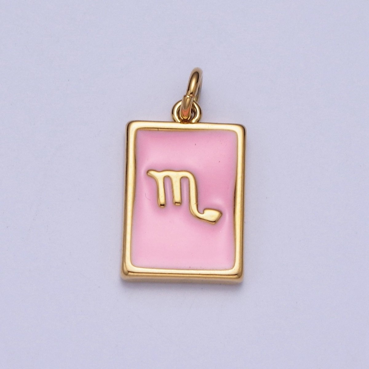 Dainty Pink Enamel Zodiac Charm Mini Tag Astrology Pendant for Bracelet Earring Necklace Y2K Jewelry X-301 - X-312 - DLUXCA