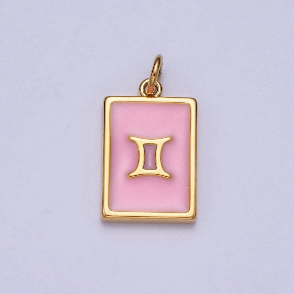 Dainty Pink Enamel Zodiac Charm Mini Tag Astrology Pendant for Bracelet Earring Necklace Y2K Jewelry X-301 - X-312 - DLUXCA