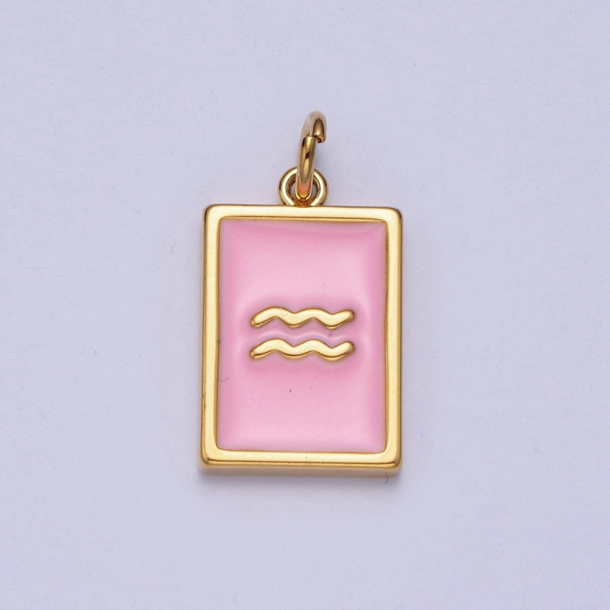 Dainty Pink Enamel Zodiac Charm Mini Tag Astrology Pendant for Bracelet Earring Necklace Y2K Jewelry X-301 - X-312 - DLUXCA