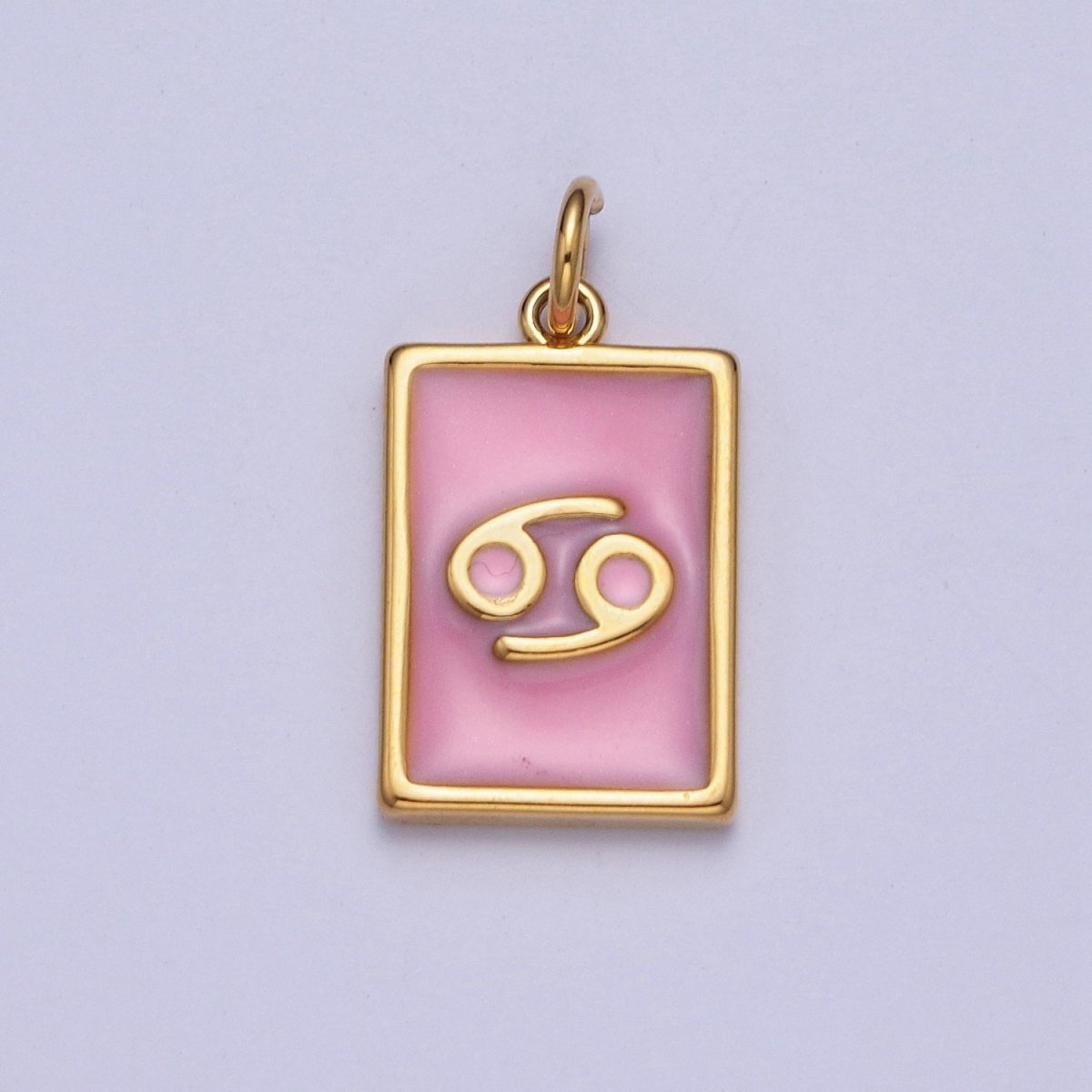 Dainty Pink Enamel Zodiac Charm Mini Tag Astrology Pendant for Bracelet Earring Necklace Y2K Jewelry X-301 - X-312 - DLUXCA