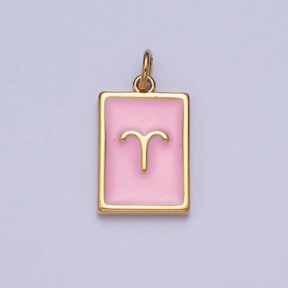 Dainty Pink Enamel Zodiac Charm Mini Tag Astrology Pendant for Bracelet Earring Necklace Y2K Jewelry X-301 - X-312 - DLUXCA