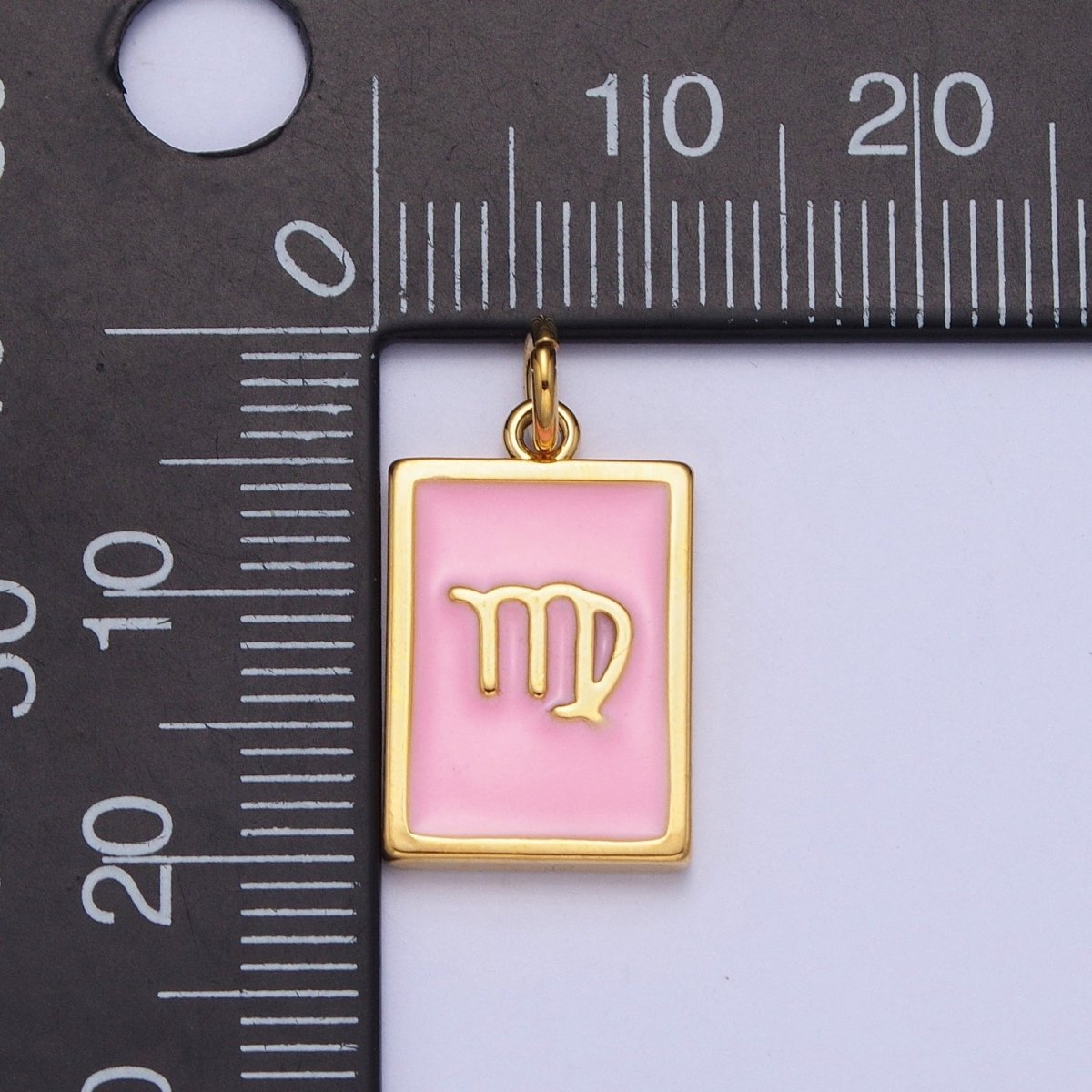 Dainty Pink Enamel Zodiac Charm Mini Tag Astrology Pendant for Bracelet Earring Necklace Y2K Jewelry X-301 - X-312 - DLUXCA