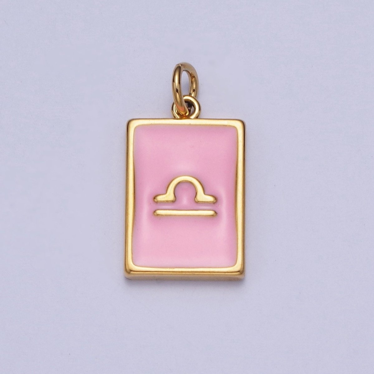 Dainty Pink Enamel Zodiac Charm Mini Tag Astrology Pendant for Bracelet Earring Necklace Y2K Jewelry X-301 - X-312 - DLUXCA
