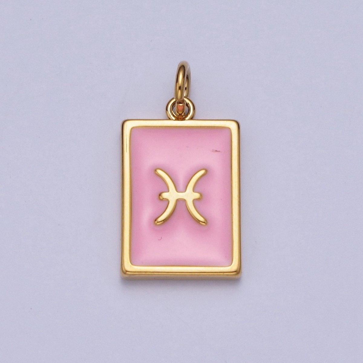 Dainty Pink Enamel Zodiac Charm Mini Tag Astrology Pendant for Bracelet Earring Necklace Y2K Jewelry X-301 - X-312 - DLUXCA