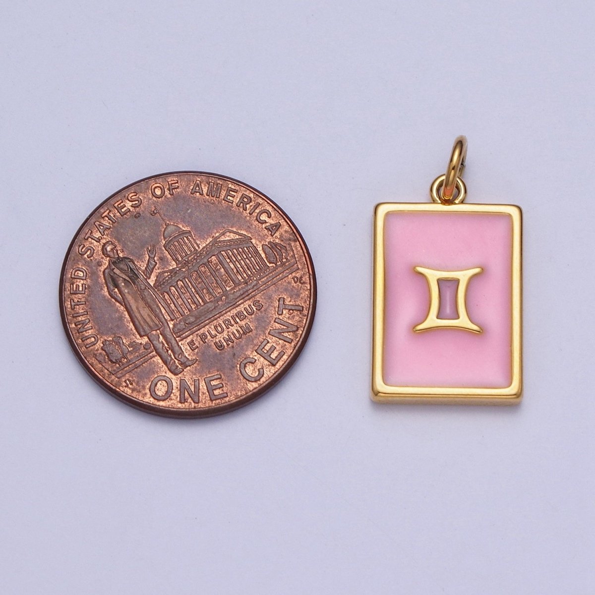 Dainty Pink Enamel Zodiac Charm Mini Tag Astrology Pendant for Bracelet Earring Necklace Y2K Jewelry X-301 - X-312 - DLUXCA