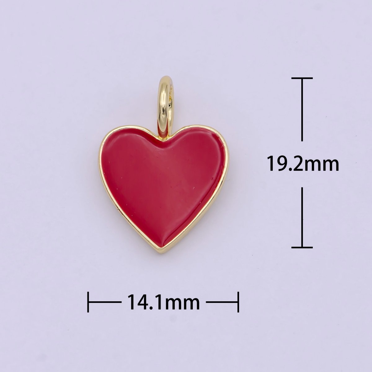 Dainty Pink enameled heart Red enamel heart pendant, Gold Love charm enamel jewelry for Necklace Bracelet Earring Charm Supply C-801 - DLUXCA