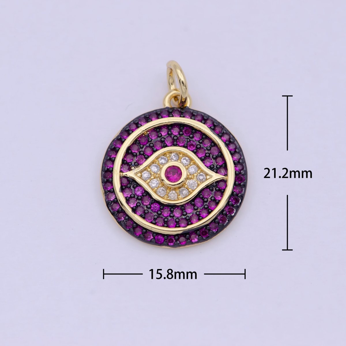 Dainty Pink Evil Eye Pendant for Necklace Charm in 24k Gold Filled Evil Eye Charm for Bracelet Necklace Earring Supply 20x15mm D-192 - DLUXCA