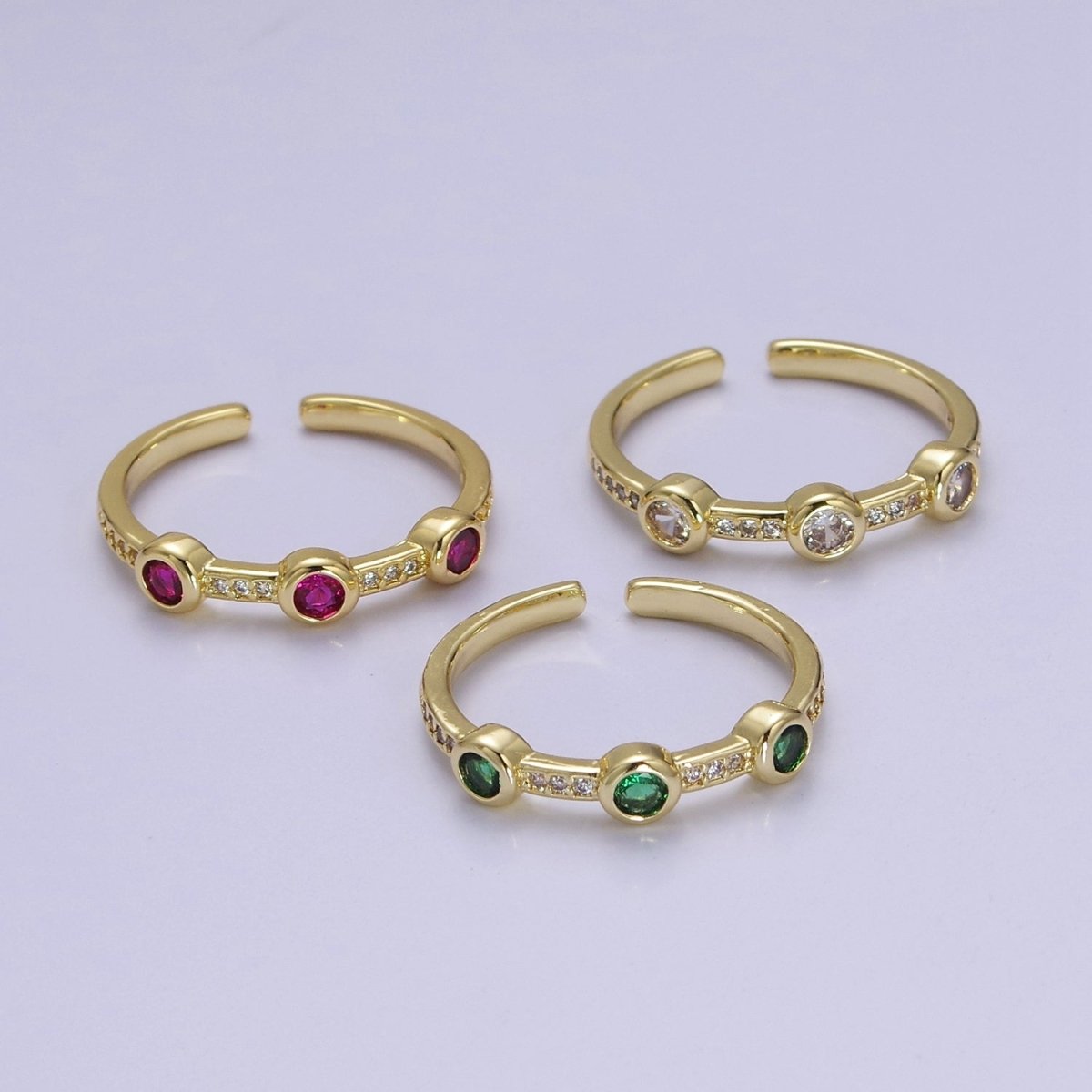 Dainty pink green clear stone ring stackable ring cubic cz gold ring O-2110 O-2111 O-2112 - DLUXCA