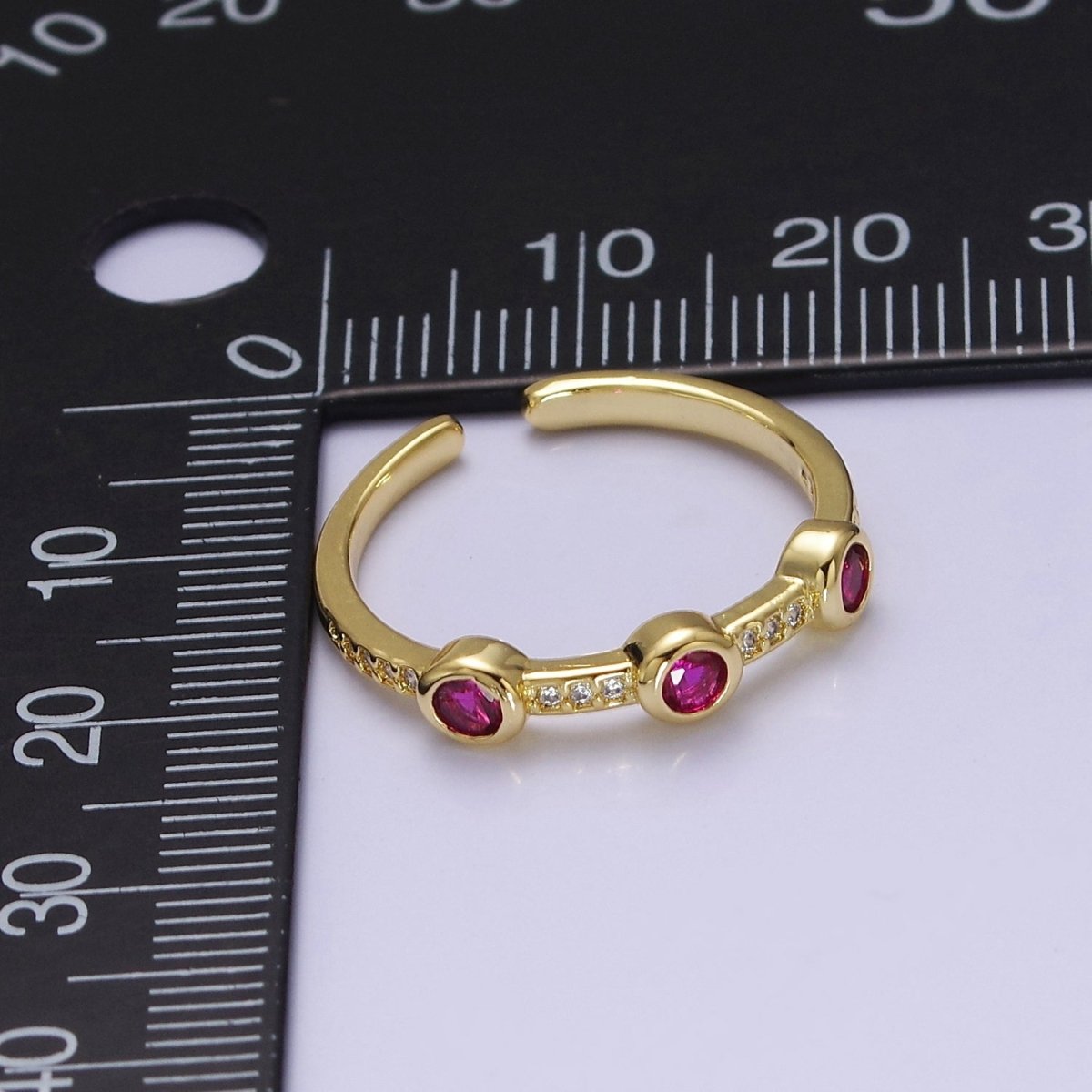 Dainty pink green clear stone ring stackable ring cubic cz gold ring O-2110 O-2111 O-2112 - DLUXCA