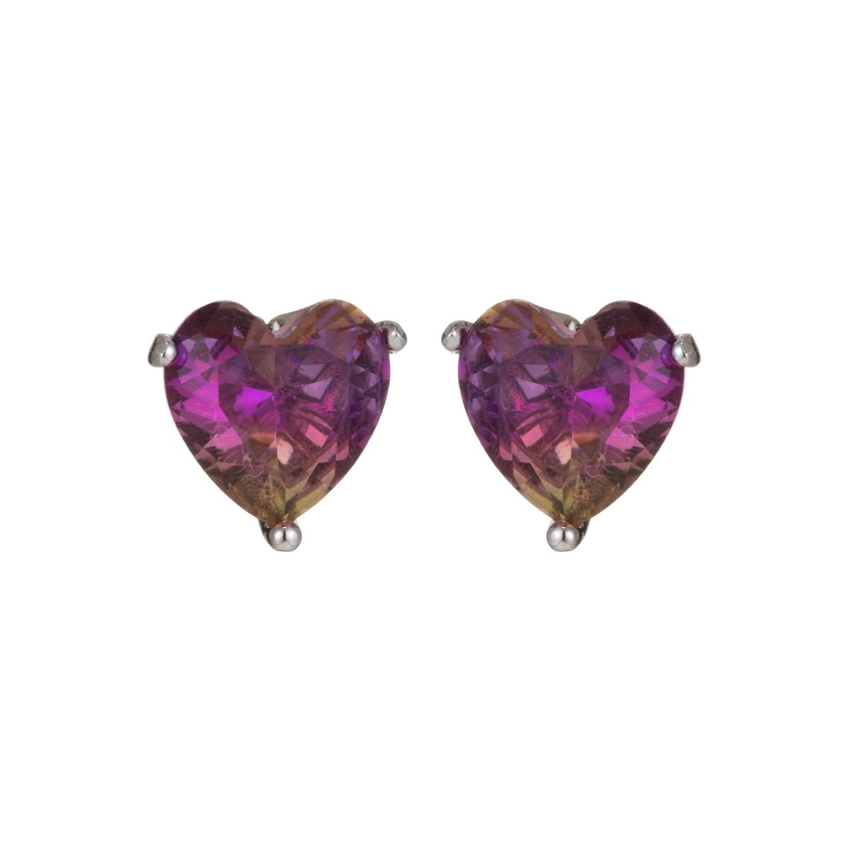 Dainty Pink heart earrings, Black CZ earrings, heart studs, Yellow solitaire earrings Purple Cubic studs for birthday gift Q-013 - Q-016 - DLUXCA