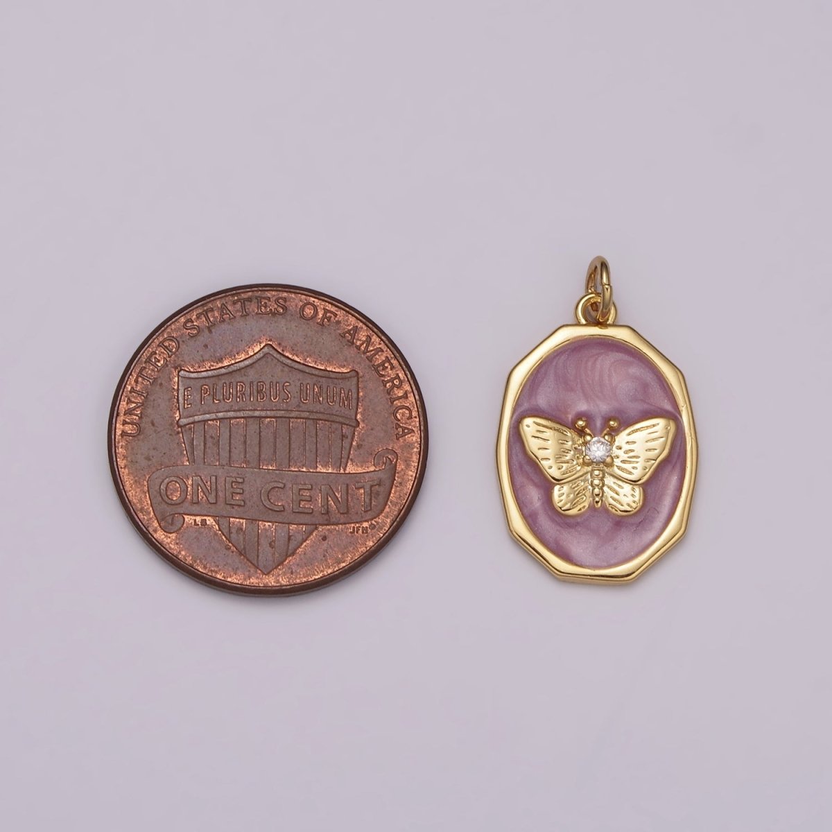 Dainty Purple Butterfly Gold Charm for Necklace Earring Bracelet Component Enamel Charm C-374 M-936 - DLUXCA