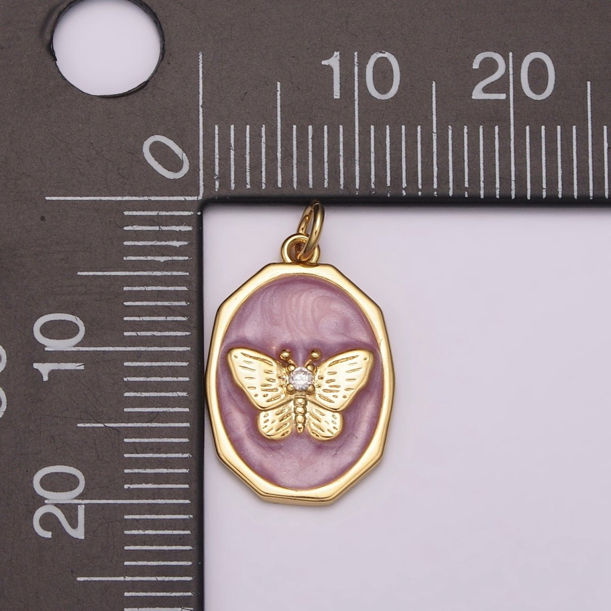 Dainty Purple Butterfly Gold Charm for Necklace Earring Bracelet Component Enamel Charm C-374 M-936 - DLUXCA