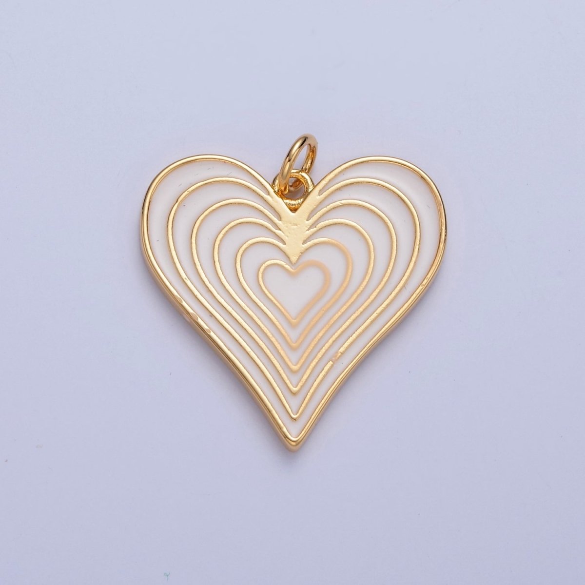 Dainty Radiant Heart Charm White Enamel Heart Pendant | W-287 - DLUXCA