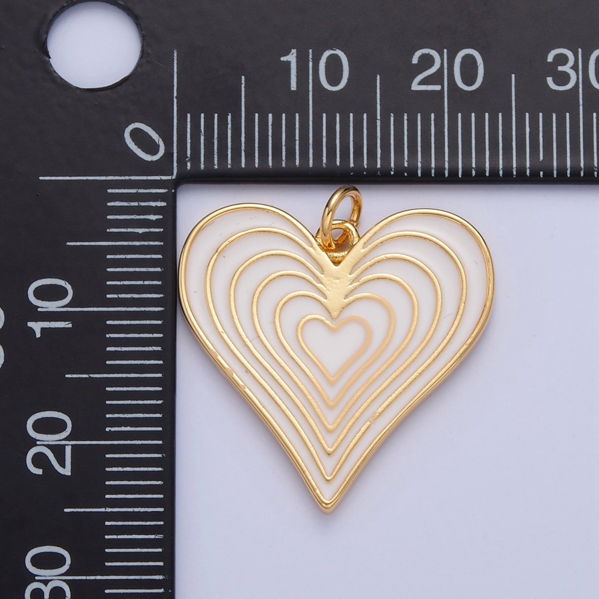 Dainty Radiant Heart Charm White Enamel Heart Pendant | W-287 - DLUXCA