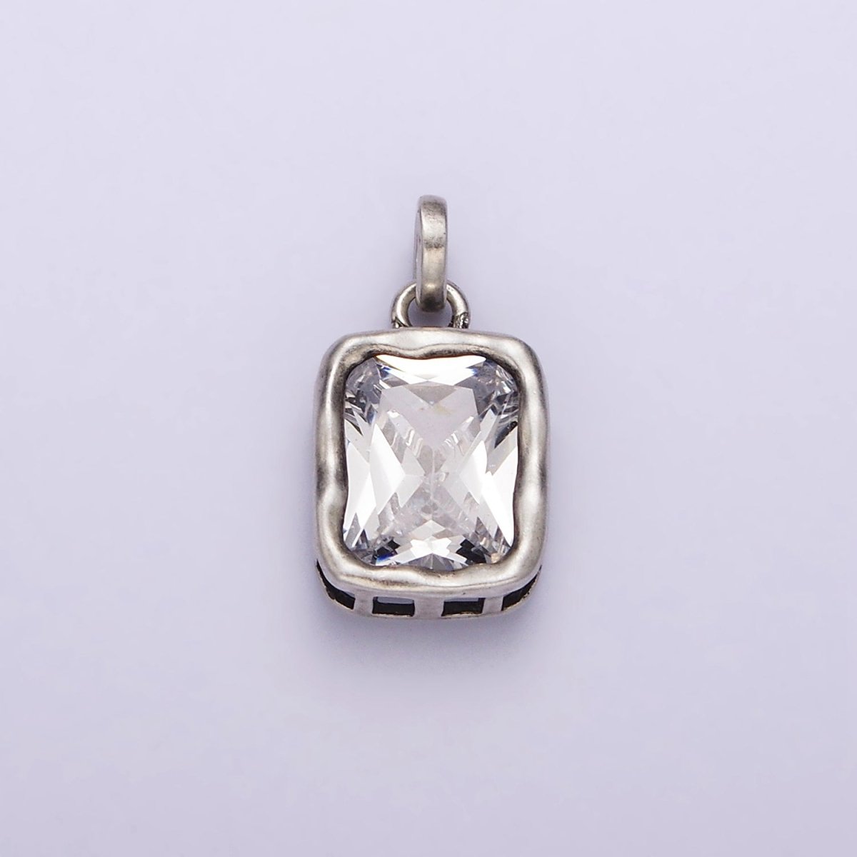 Dainty Rectangle Charm in 925 Sterling Silver Pendant CZ Drop Pendant SL-317 - DLUXCA