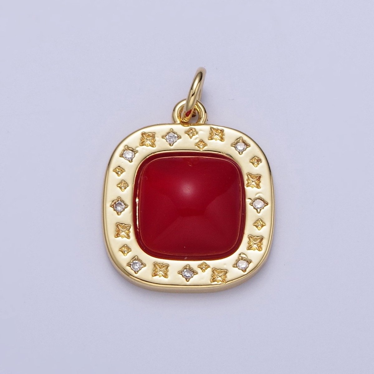 Dainty Red Carnelian Square Geometric Star Charm in Gold & Silver | A-323 A-507 - DLUXCA