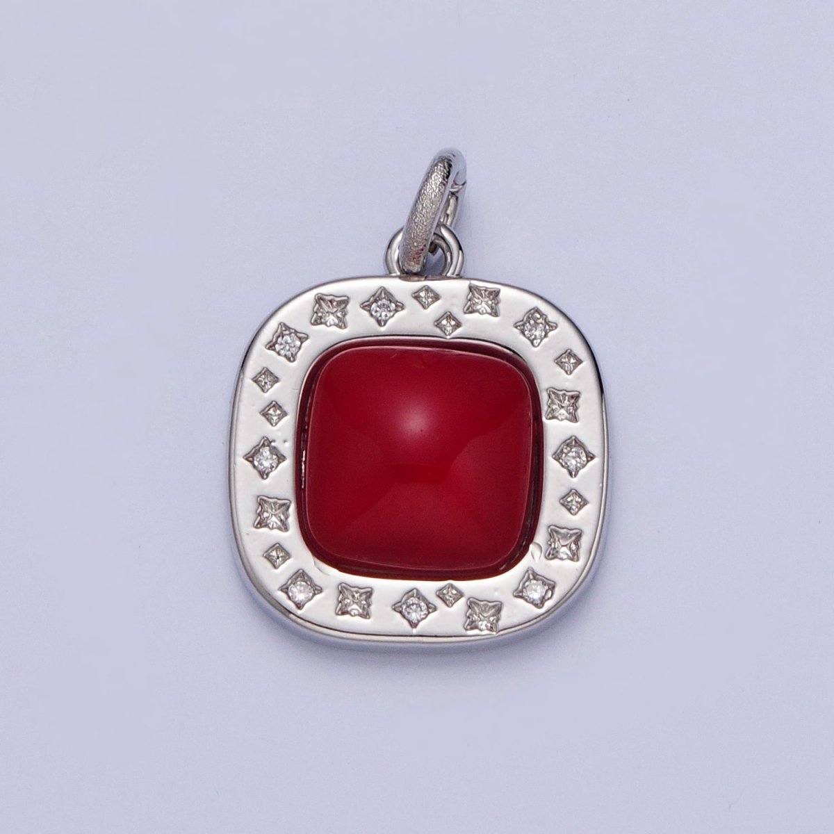 Dainty Red Carnelian Square Geometric Star Charm in Gold & Silver | A-323 A-507 - DLUXCA