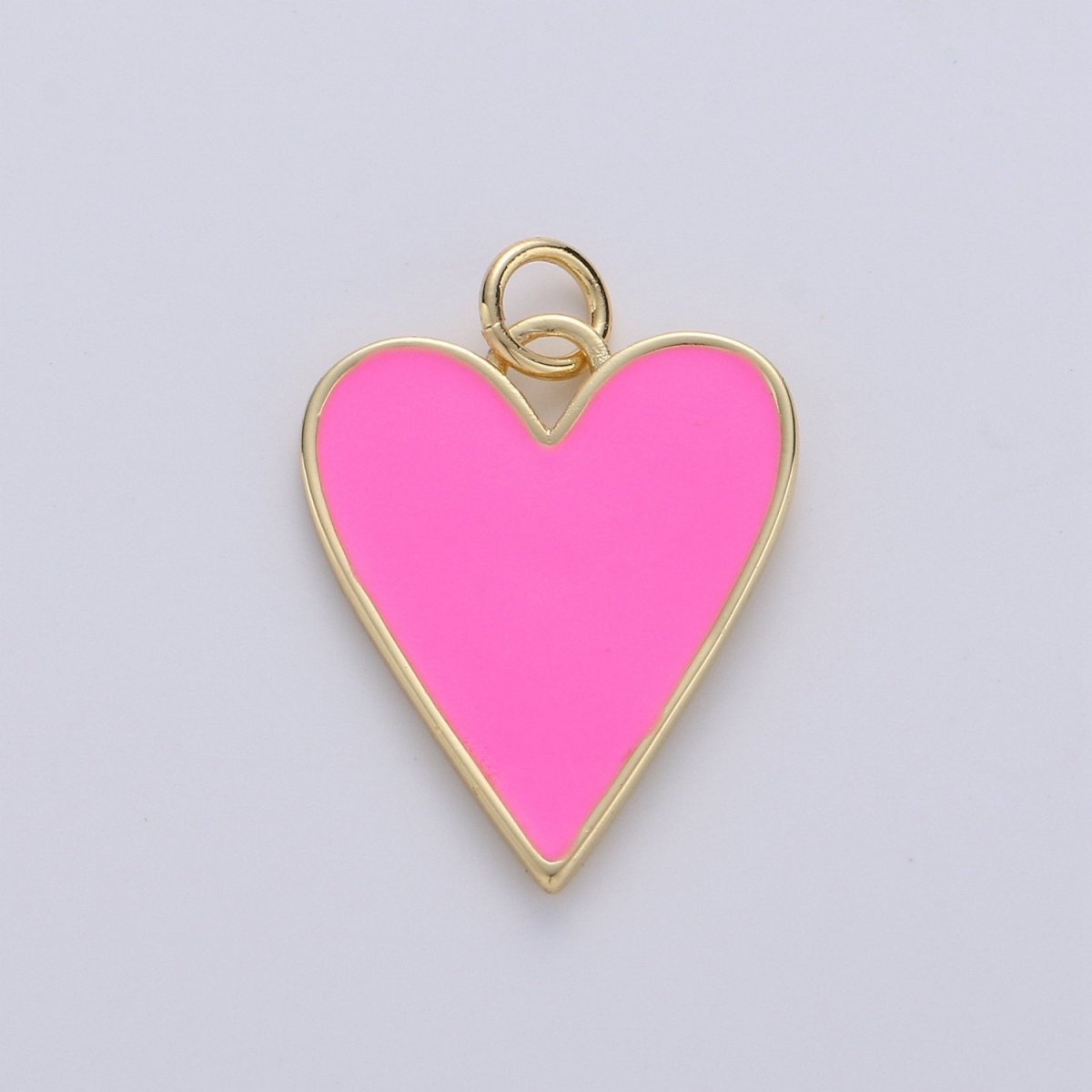 Dainty Red Heart enameled Pink enamel heart pendant, Gold Love charm for Necklace Bracelet Earring Charm Supply Relationship Jewelry D-695 D-696 - DLUXCA