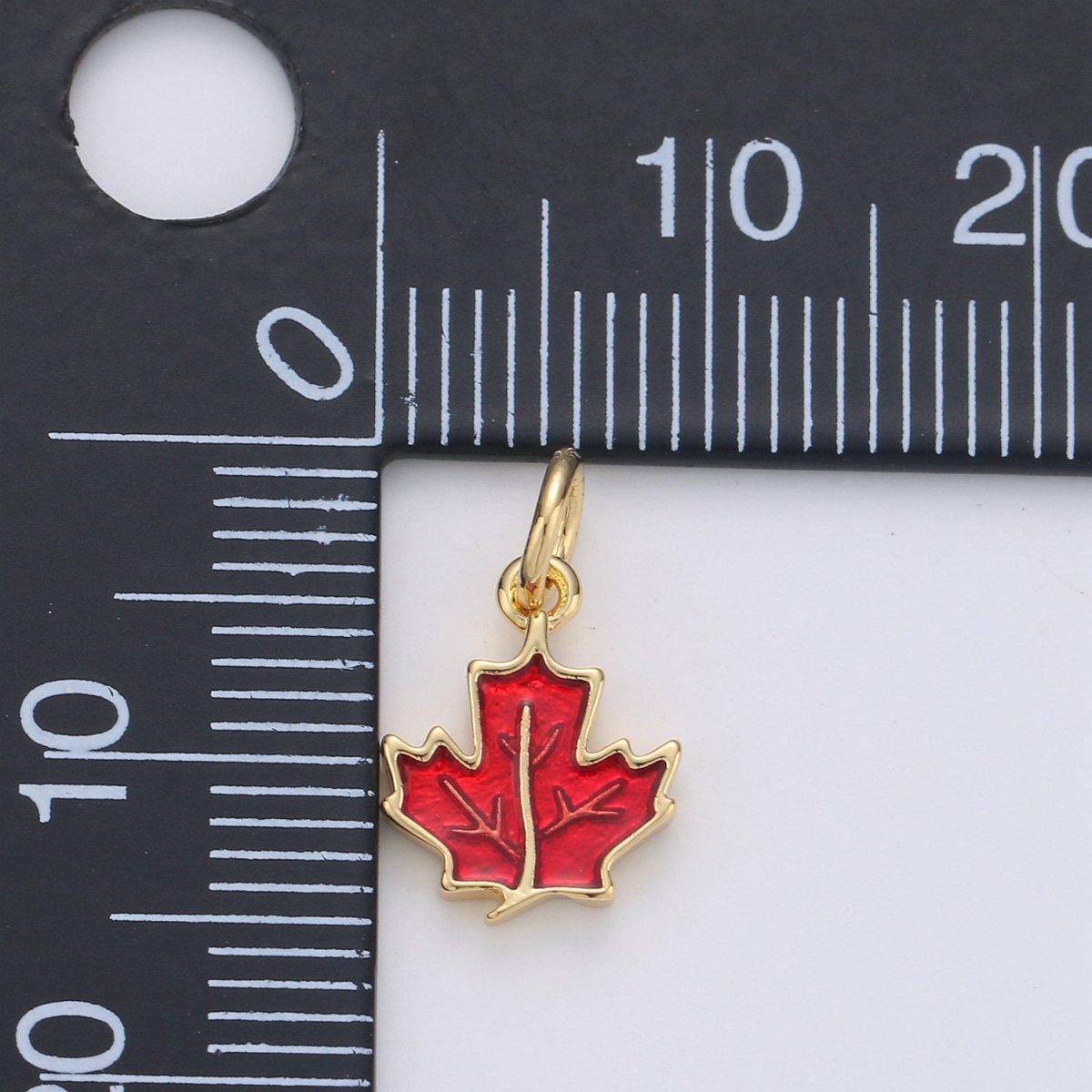 Dainty Red Maple Pendant Enamel Maple Tree Charm, Gold Canada Charm Jewelry for Necklace Bracelet Earring Component D-190 D-191 - DLUXCA