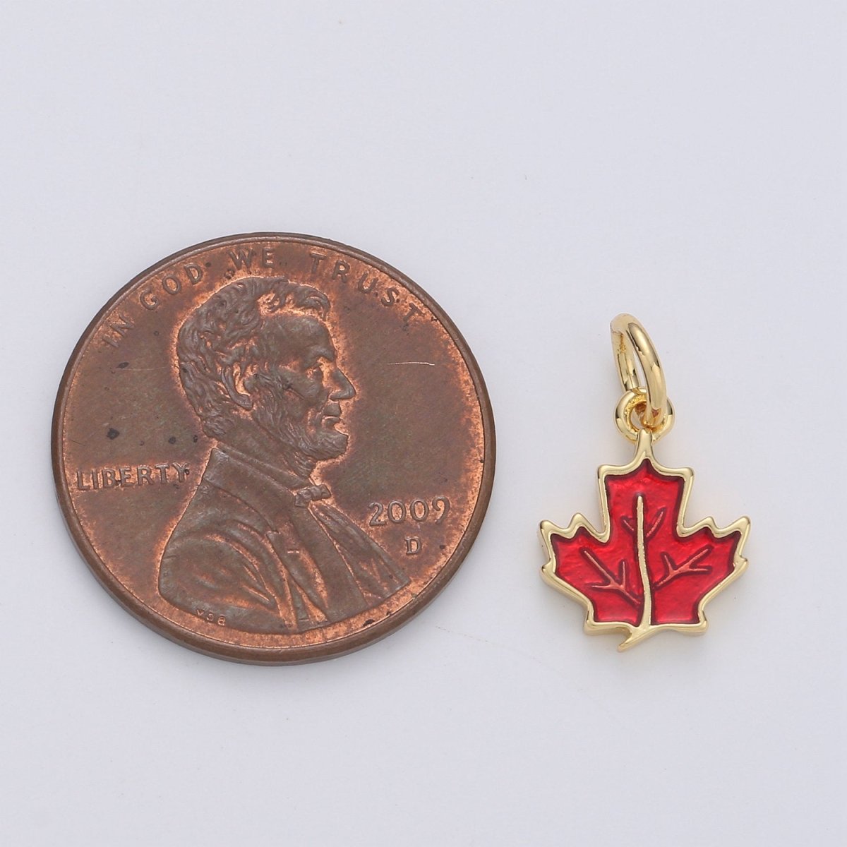 Dainty Red Maple Pendant Enamel Maple Tree Charm, Gold Canada Charm Jewelry for Necklace Bracelet Earring Component D-190 D-191 - DLUXCA