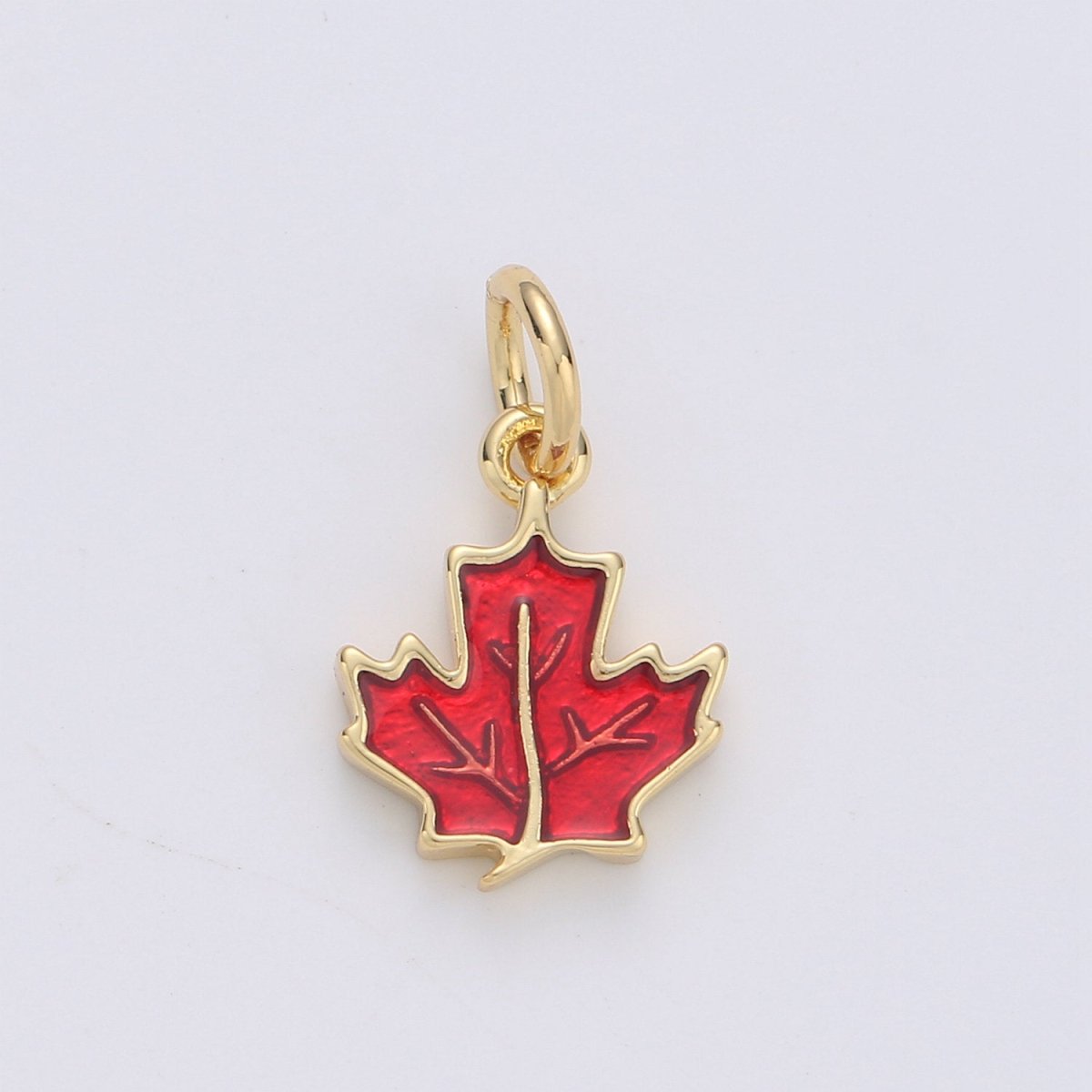 Dainty Red Maple Pendant Enamel Maple Tree Charm, Gold Canada Charm Jewelry for Necklace Bracelet Earring Component D-190 D-191 - DLUXCA