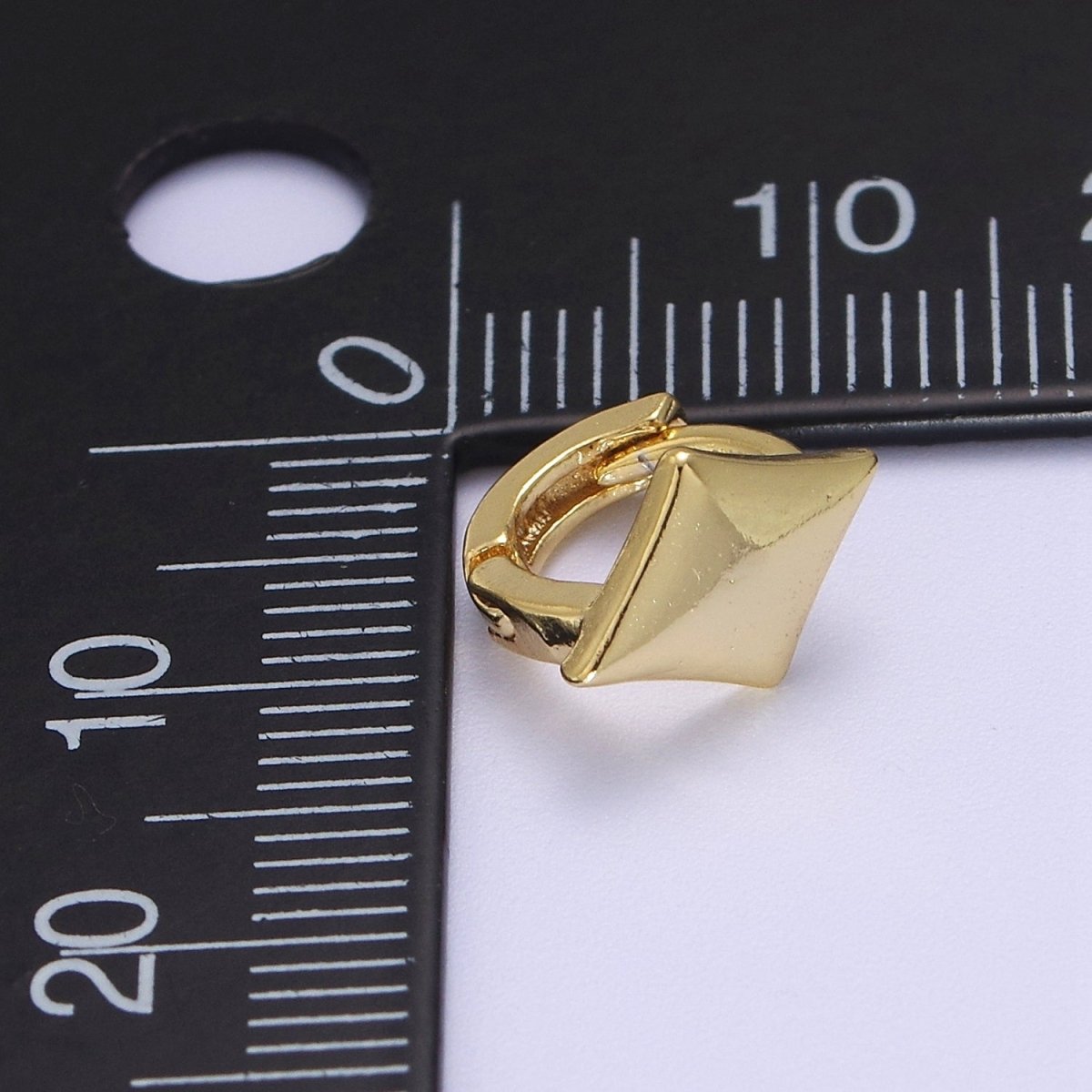 Dainty Rhombus Huggie Earrings | Tiny Geometric Hoops | Polygon Minimalist Earring V-091 - DLUXCA