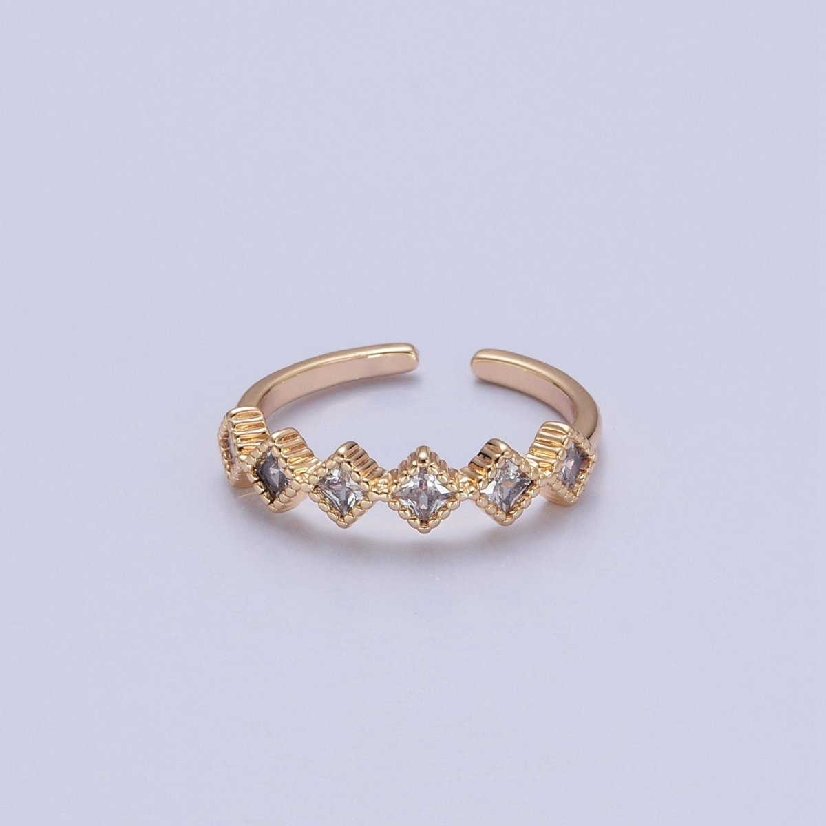 Dainty Rhombus Ring Pave Gold Filled Jewelry O-750 - DLUXCA