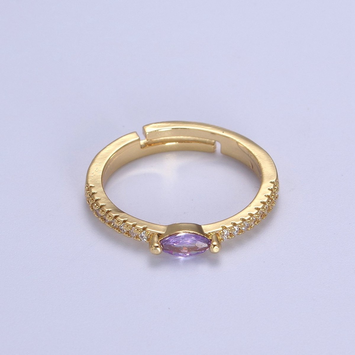 Dainty Ring, Gold Minimalist Ring, Stacking Ring, Green Purple Aqua CZ Diamond Gold Thin Ring, Gift for Her U-365 ~ U-367 - DLUXCA