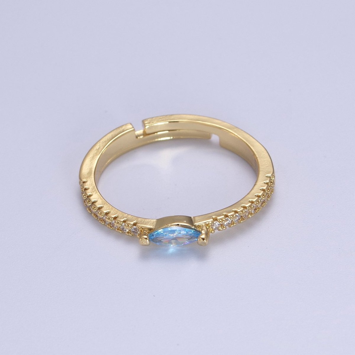 Dainty Ring, Gold Minimalist Ring, Stacking Ring, Green Purple Aqua CZ Diamond Gold Thin Ring, Gift for Her U-365 ~ U-367 - DLUXCA