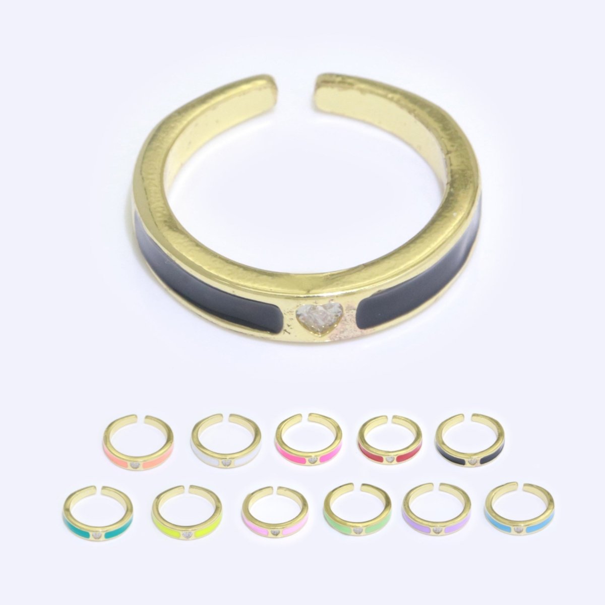 Dainty Ring Stackable Trendy Gold Fill micro pave ring, rainbow color enamel ring jewelry for gift S-148 ~ S-158 - DLUXCA